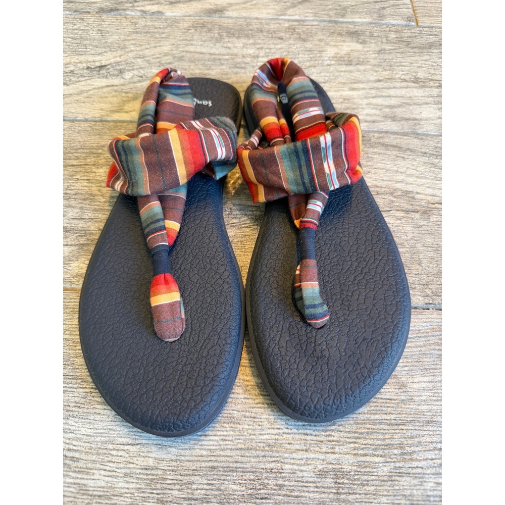 Sanuk Yoga Sling 2 Sandals 10 Striped Boho Flip Flops Outer‎ Space Blanket Shoes